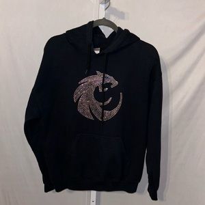 Gildan Black Hoodie with Hand Bedazzled Embellishment Medium